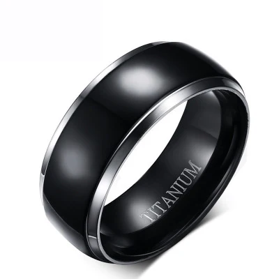 

Poya Custom Name Fashion Simple Plain Blank Polished Men Band 8mm Black Titanium Ring, Customized color