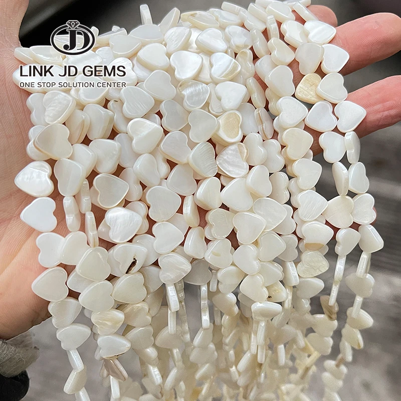 Loving Heart Beads Natural Mother of Pearl Shell Heart Shape Shell Spacer Bead for Jewelry Necklace Earring Making