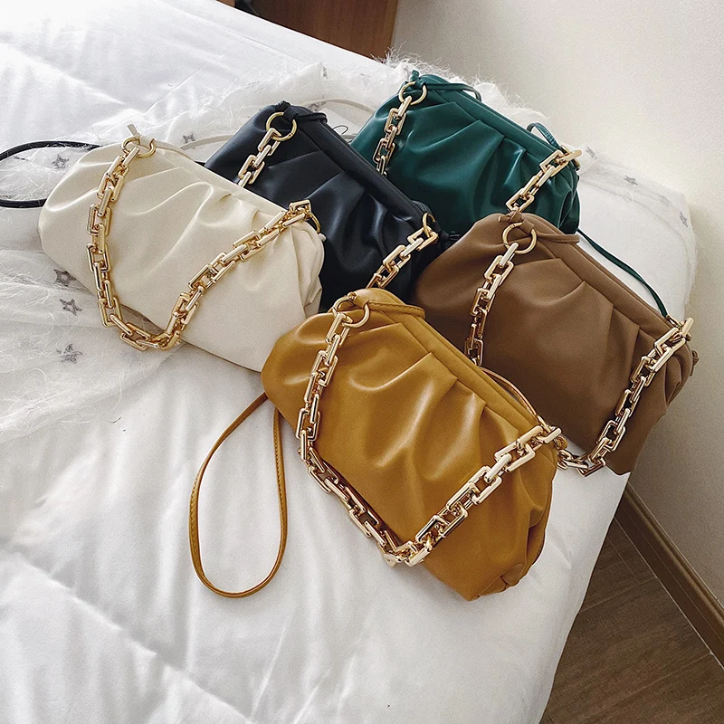 

2020 New Fold Large Capacity Cloud Bag Chain Fashion Shoulder Messenger Female Bag cloud bag dumpling, 12kinds