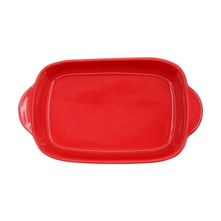 

Factory direct sales creative European modern style double handle ceramic bake ware, Customized color