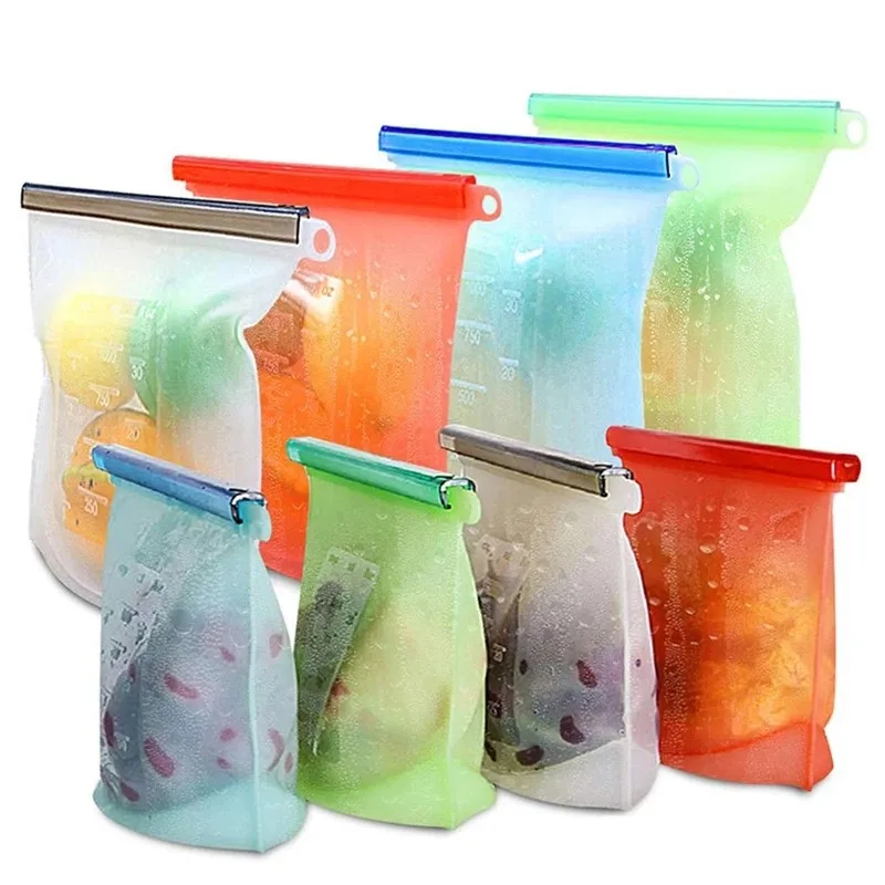 

Wholesale Food Grade Reusable Fresh Sealed Silicone Food Storage Bag, Transparent