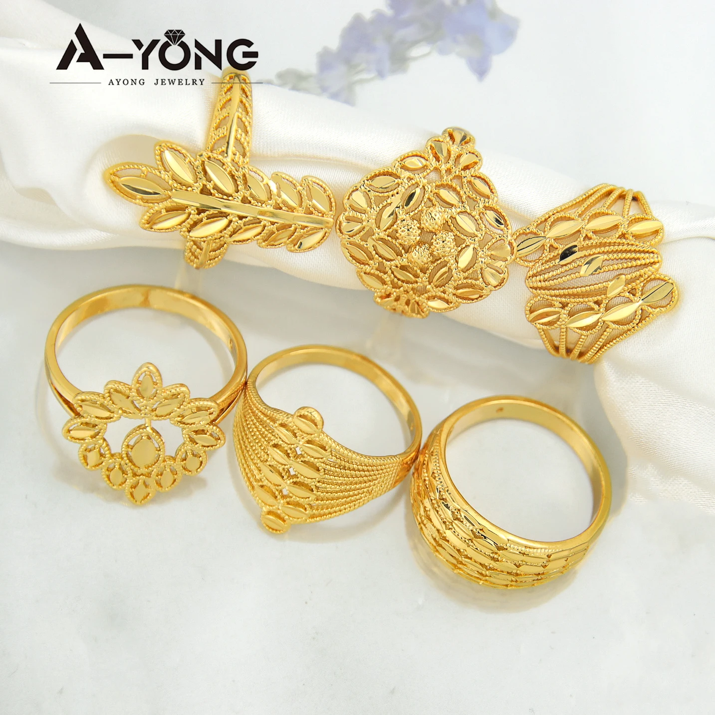 

Wholesale Jewelry Leaf Ring Multilayer Hollow Finger Gold Rings for Women 18k