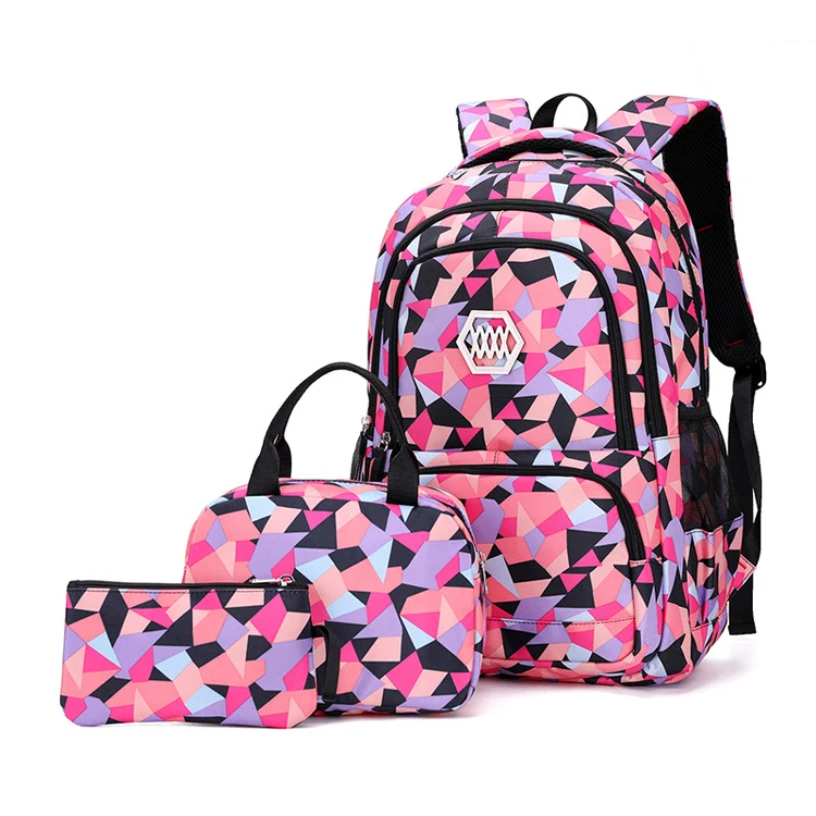 

Hot cute printing 3pcs set children kids school bags and lunch bag set large capacity book bags for primary student backpack, As per picture