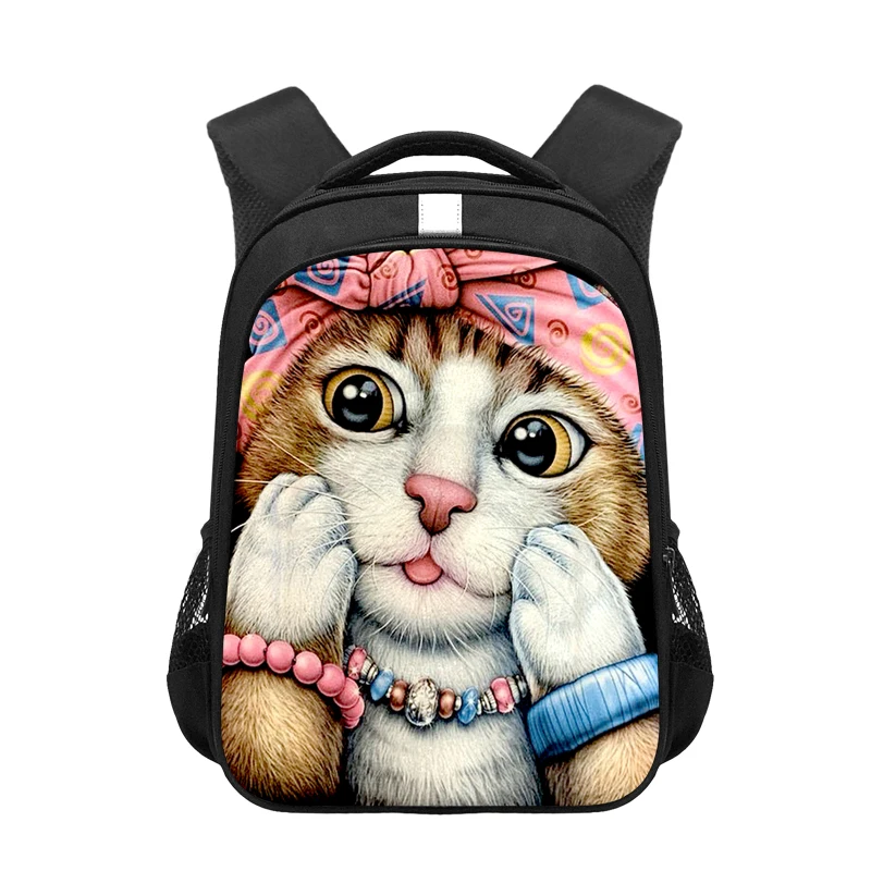 

COOLOST Cartoon Small Cat Printing Bag Backpack 2019 New Design Custom School Bag for Teens Student Bookbags Mochila Escolar, Black
