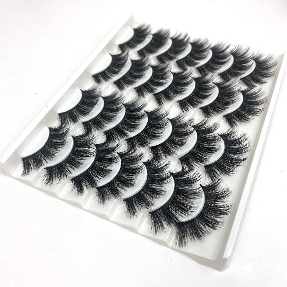 

6D24 high quality 4D 14 pairs silk lashes Full Strip Lashes vegan faux mink eyelashes wholesale vendor, Natural black