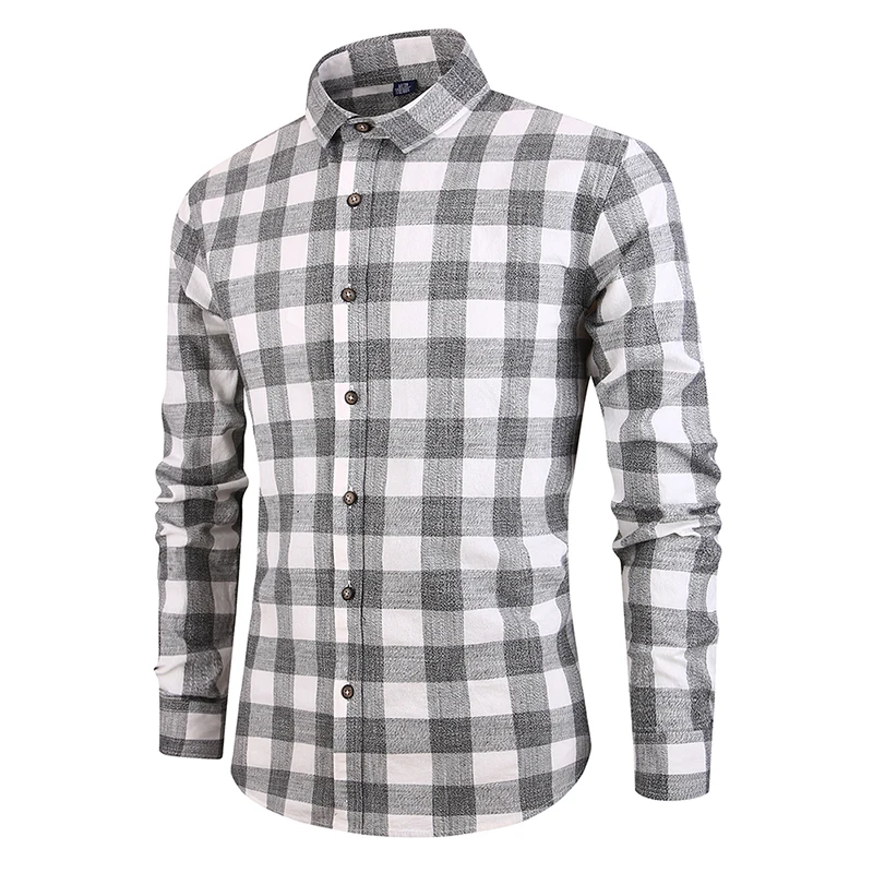 

Custom hot sale men cotton checked fitness top blouse shirt., Customized