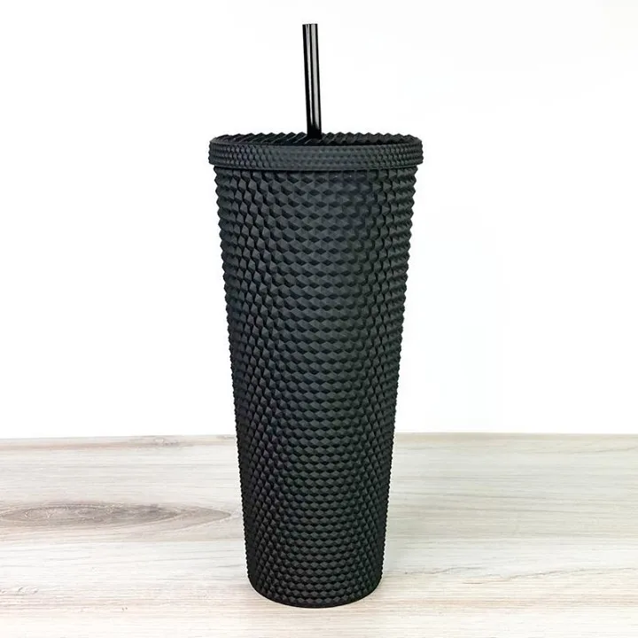 

Cold reusable royal blue white color double wall plastic pink 24oz 2021 lid cups matte black studded tumbler with straw, Various