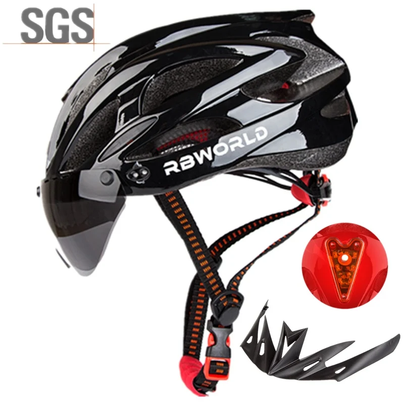 

Cycling Helmet With Tail Light Bike Helmet With goggles MTB Riding Outdoor Sport Bicycle helmet