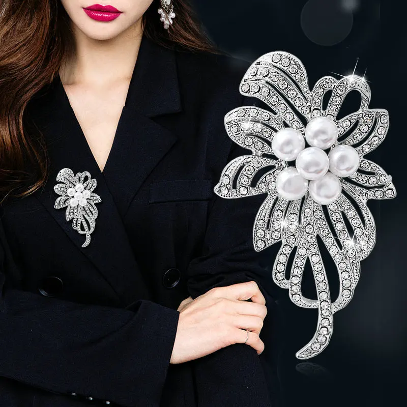 

Wedding Rhinestone Bouquet Bijoux Pins Clothing Jewelry Accessories Vintage Gold Plated Flower Brooches for Women, Gold, silver