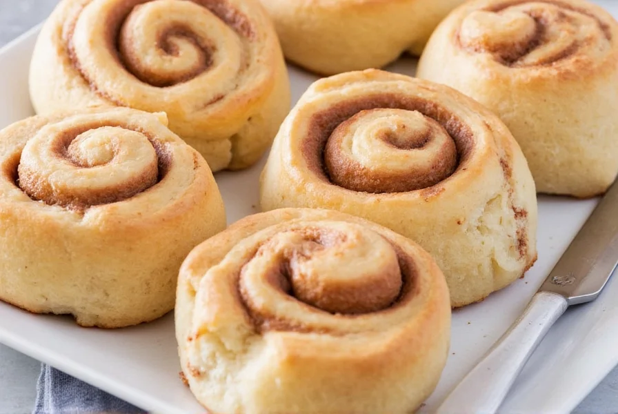 Perfectly baked Pillsbury cinnamon rolls with golden brown exterior and melted icing drizzled over top