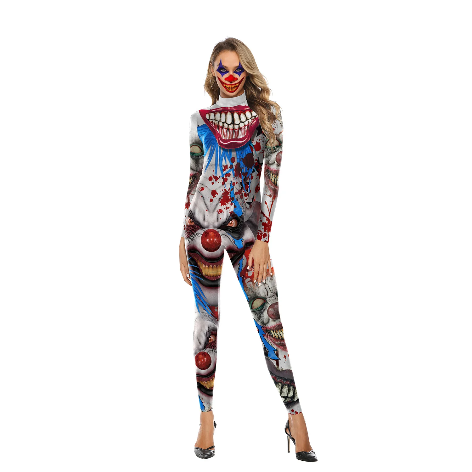 

NADANBAO Brand dropship custom Halloween sexy cosplay costume Jumpsuit joker clown Printed 3D Bodysuit party women Jumpsuit, Picture shown