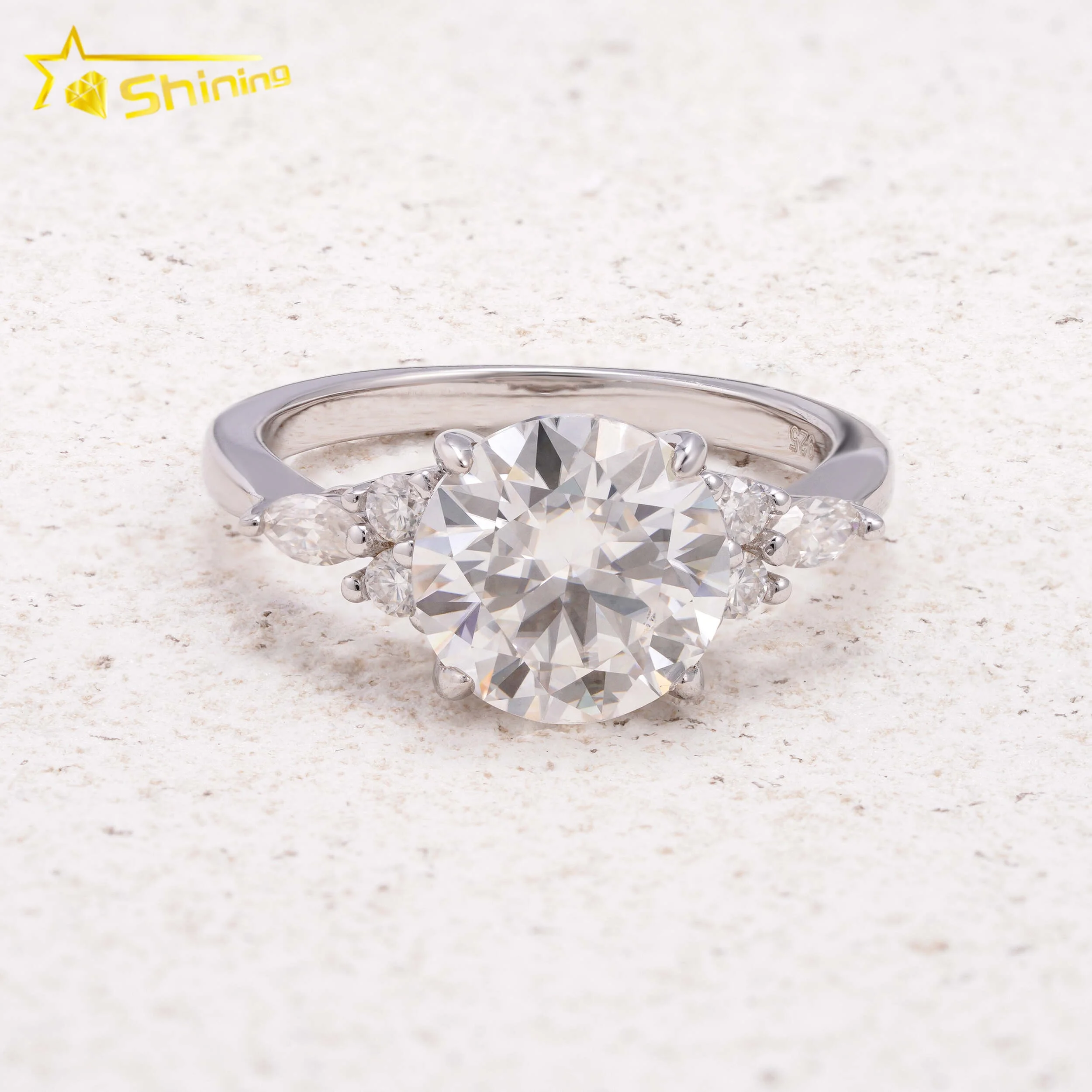 Dropshiping Pass Diamond Tester D Color Moissanite Diamond Wedding Rings 18K Gold Plated 925 Sterling Silver Engagement Rings