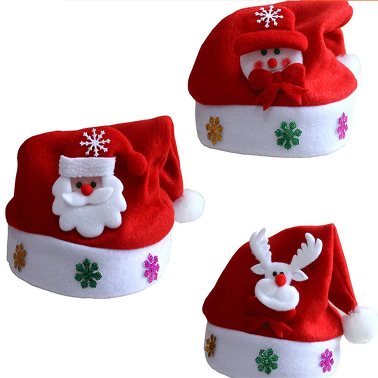 blue white santa hats