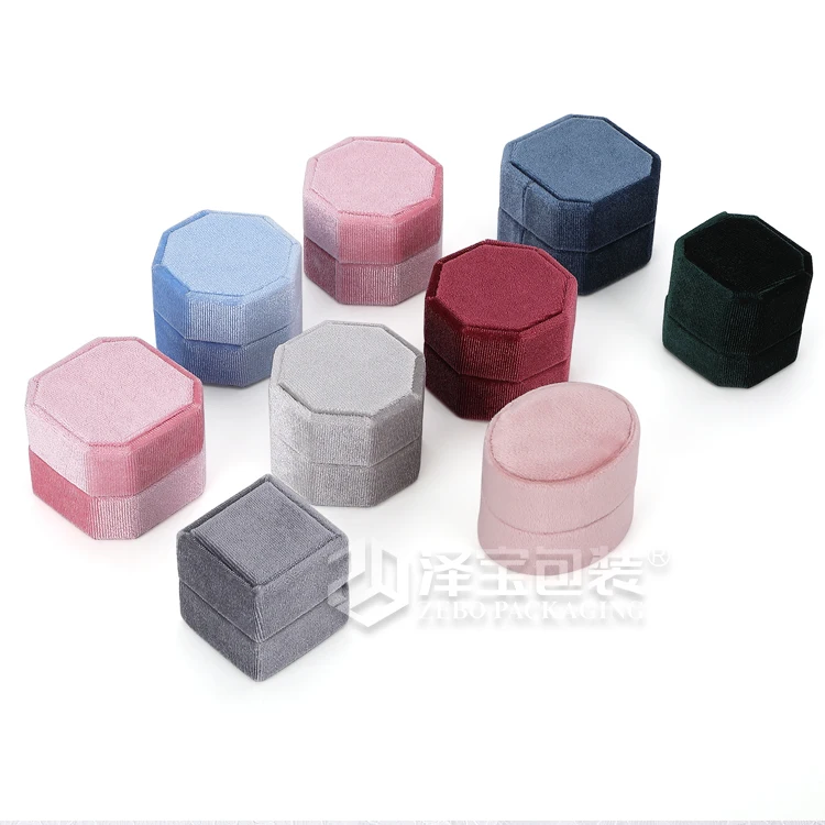 

Best-selling pink Custom shape Round square oval hexagon octagon for ring box jewelry packaging jewllery gift boxes velvet, Cymk or pantone