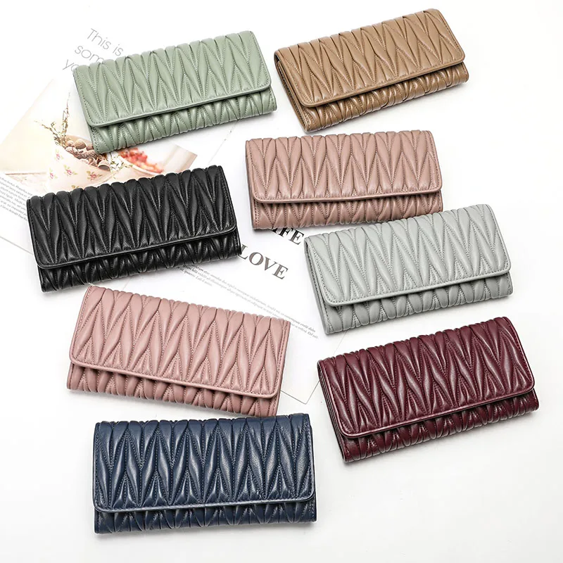 

Women brand new genuine leather wallet with card holder new fashion lambskin clutch bag