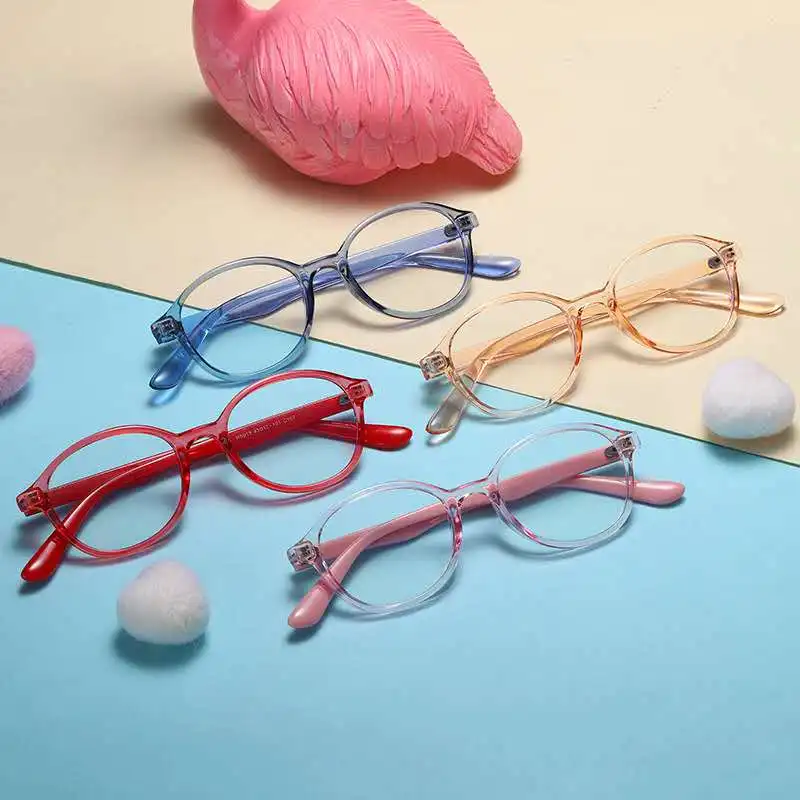 

2021 New TR90 Kids Glasses Light Glasses Soft Material for Kids Glasses Blue Unisex Full Frame Anti Print, 10colors