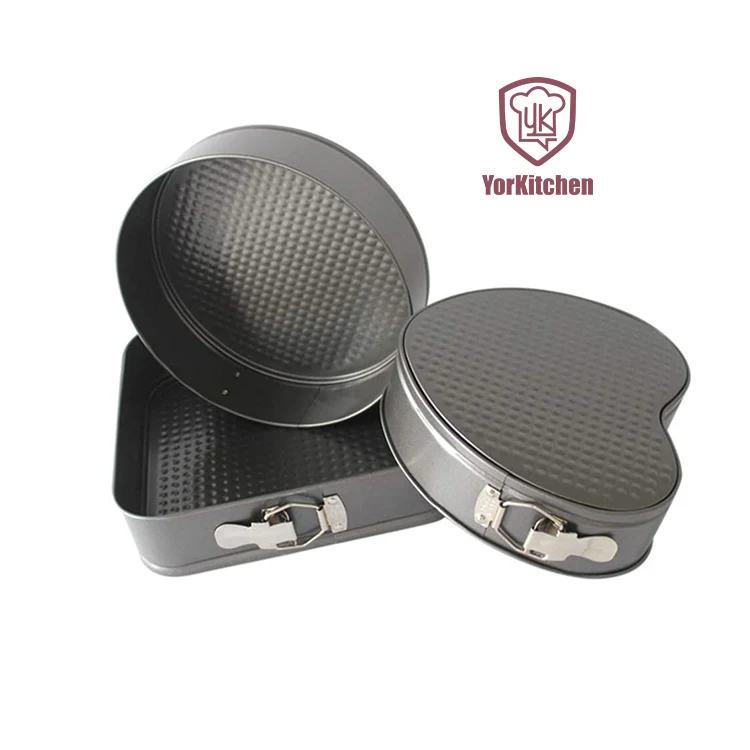 

3pcs Cheesecake Pans Carbon Steel Removable Bottom Heart Round Square Pan