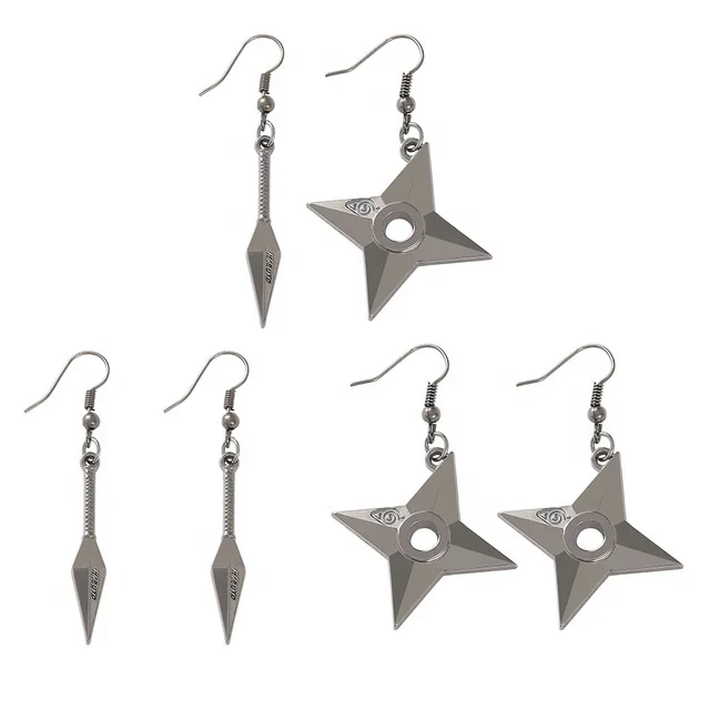 

Japanese anime earrings jewelry ninja shuriken earrings personality fashion hip hop Naruto earrings wholesale