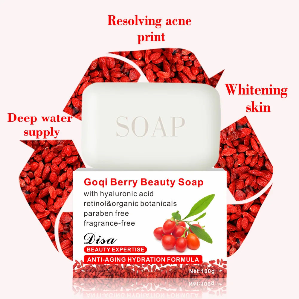 

100g Handmade Soap Whitening Blackhead Removal Nourishing Brightening Retinol hyaluronic acid Soap Face Care Goji Berry Soap