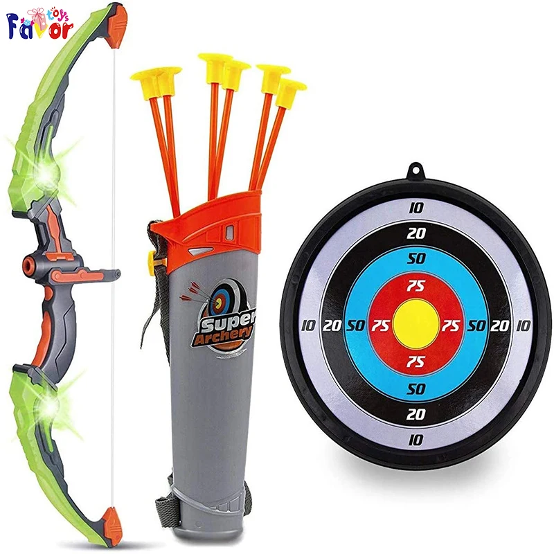 

Bow and Arrow Set for Kids -Green Light Up Archery Toy Set -Includes 6 Suction Cup Arrows, Target & Quiver - for Boys & Girls