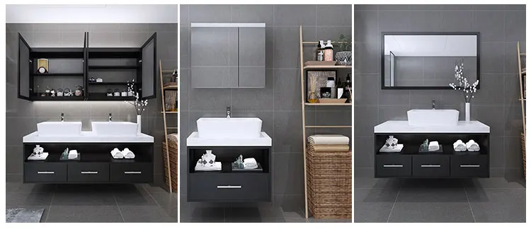 Modern wall-mounted gray paint bathroom cabinet combination cabinet customization