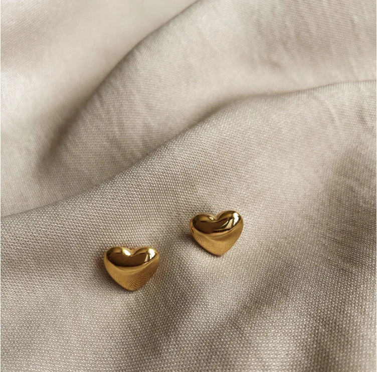 

High Quality 18K Gold Plating 316L Stainless Steel Heart Stud Earring For Love