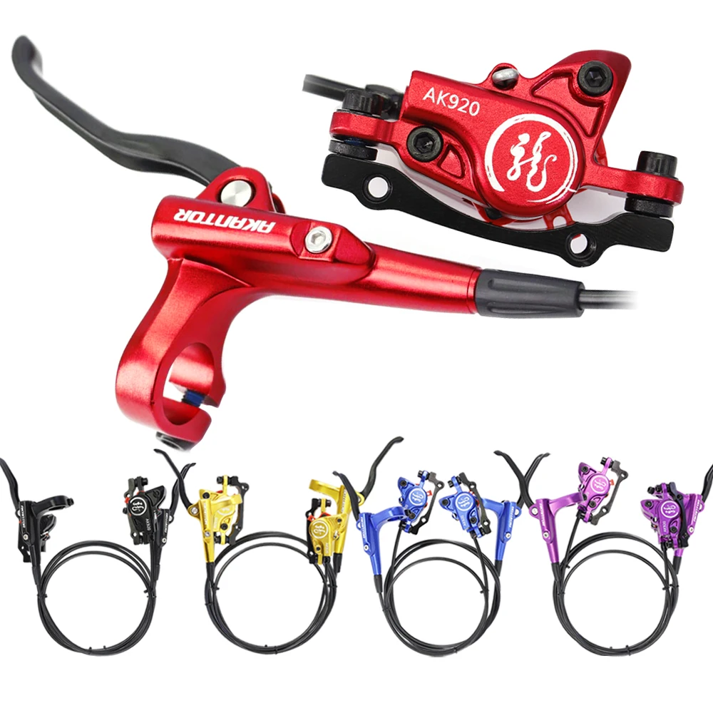 

AKANTOR Hot Sell Bicycle Brake Hydraulic Cycle Disc Brake Set MTB Bike 800/1450mm Brake Caliper And Lever Better than MT200, Black/red/blue/purple/yellow