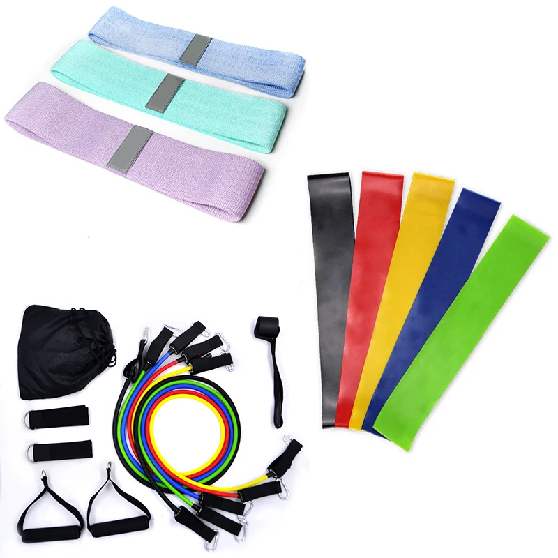 

fitness yoga adjustable latex elastic fabric hip resistance bands set long exercise wholesale 11 pice latex loop band tubes gym, Customized color