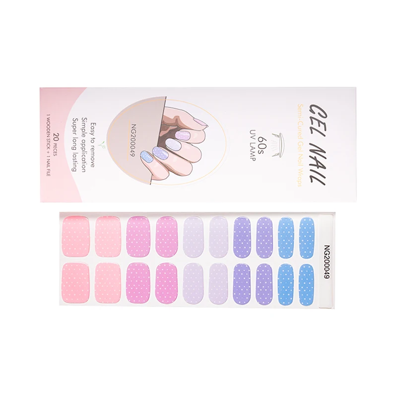 

Huizi gel nail wraps Fashion wholesale nail supplies semi-cured gel strips Gel nail with the UV
