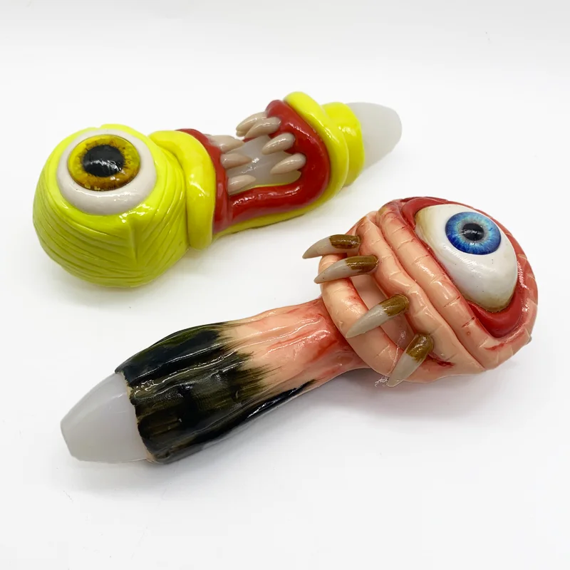

SHINY Wholesale Smoking Pipe Cup Monster Eye Pipe Smoking Weed Resin Pipe Glass Smoking Hand, Colorful