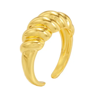 

2021 Ins Style New design hiphop thread with 18k gold plated fashion open ring free size ring