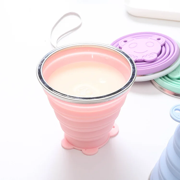 Colorful Silicone Folding Telescopic Travel Collapsible Coffee Cup baby silicone cup