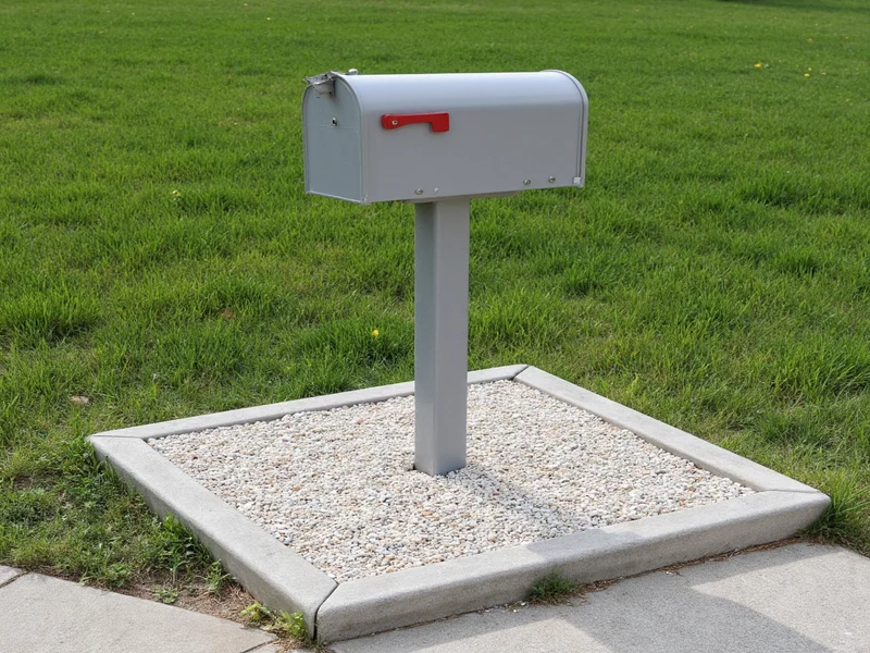 Mailbox post foundation with gravel base and concrete