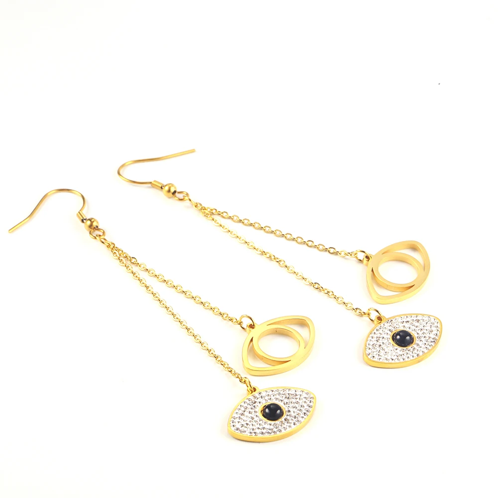 

Aretes Largos Eyes Earring Bead Gilded Silver Chain Long Stud Dainty Blue Evil Eye Earrings Stainless Steel 18K Gold Plating Jew, Steel/gold/customized color