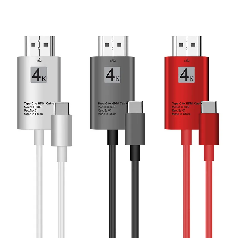 

6FT HDMI 4K 30HZ 60Hz USB 3.1 Type C to HDMI cable, Grey/red/white