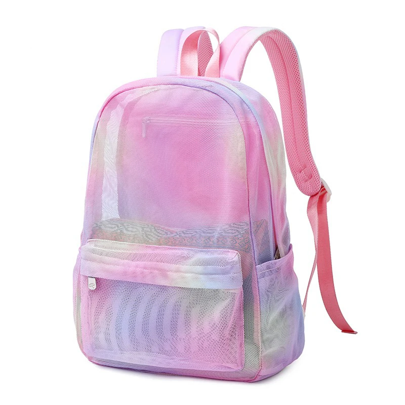 

Wholesale Foldable Backpack Rainbow Design Casual Sports Mesh Ultralight Travel Backpacks Storage Beach Bag, Yellow