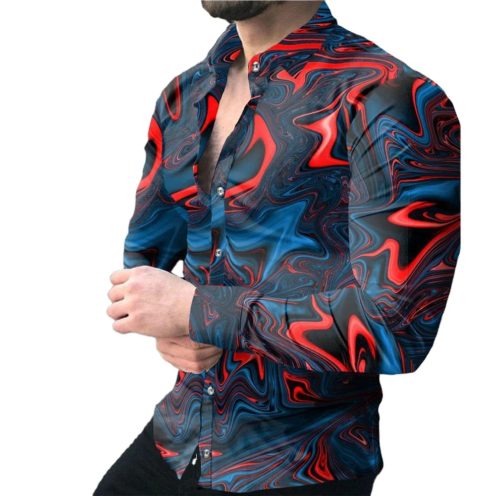 

New fashion men's shirt 3D digital clear print high quality long sleeve shirts 2022 spring male casual clothing plus size 4XL