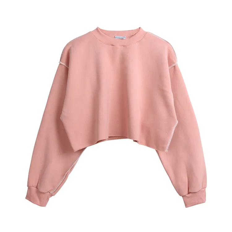 

Custom logo Women 100 cotton Brushed oversize Blank Cropped Top sweatshirt