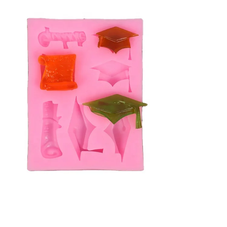 

Graduation Hat Shape Cake Fondant Mold Eco-friendly Silicone Cakes Decorating Doctor Hat Chocolate Mould Kitchen Baking Tool, Pink/custom