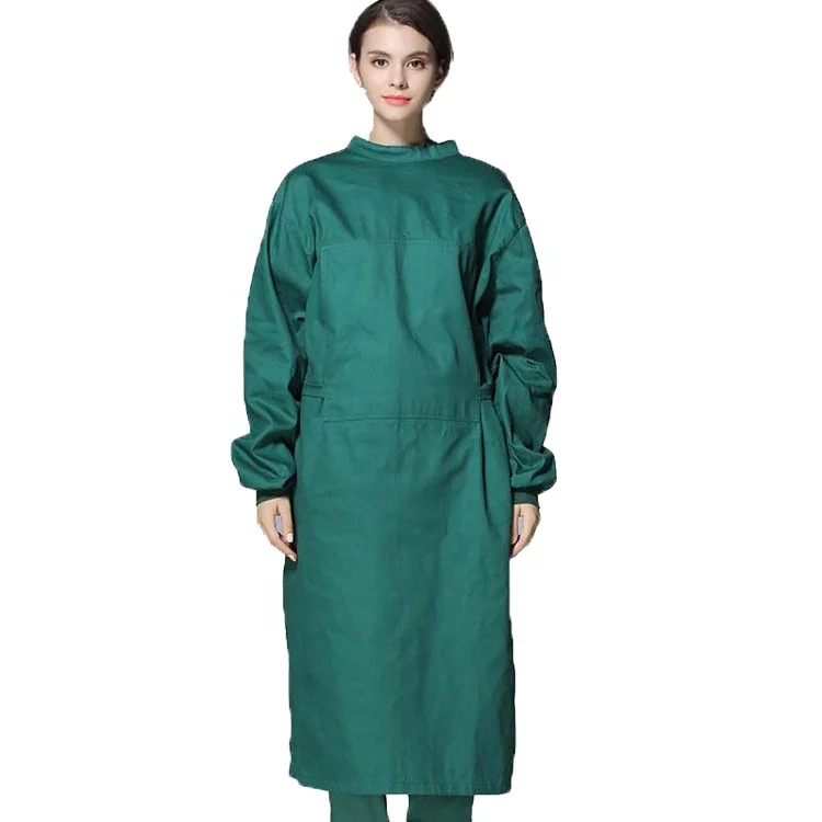 

in stock Autoclavable Reinforce Medical Reusable Cotton green Surgical Gown, Blue, green