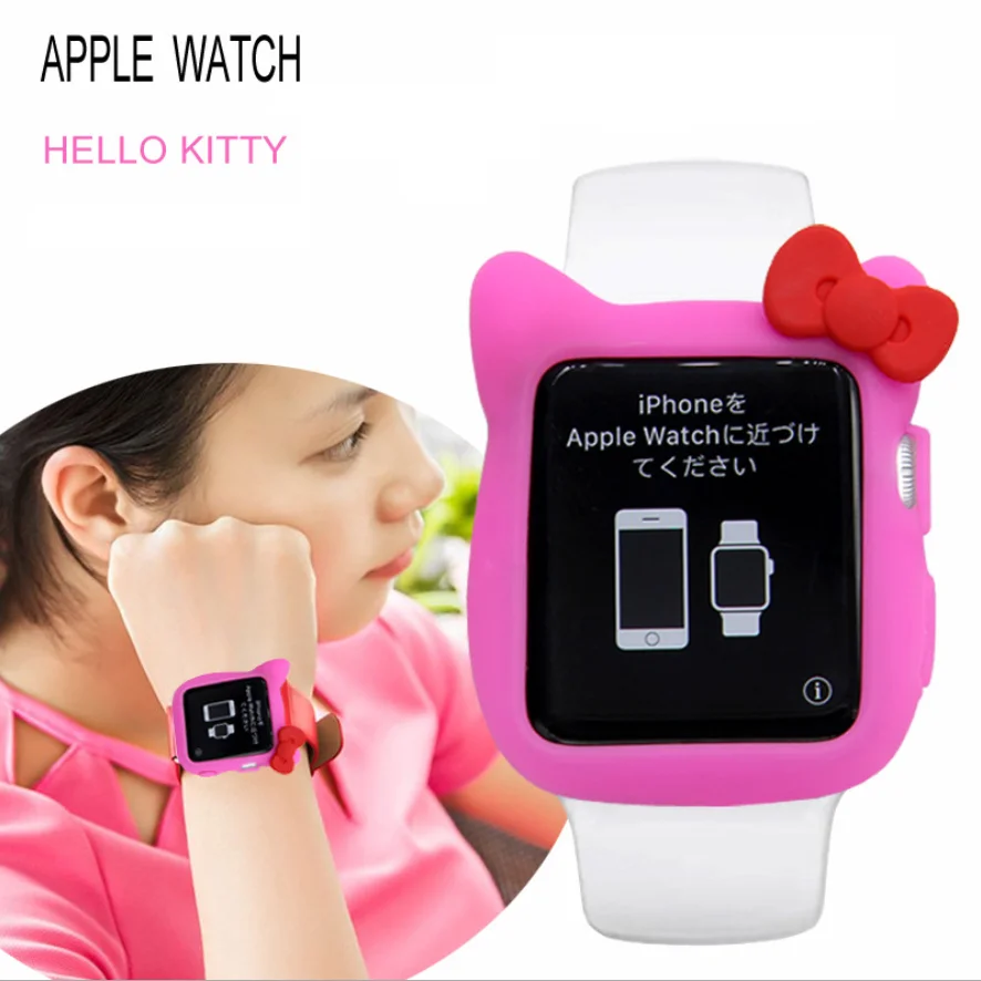

Free Shipping Hellokitty Hello Kitty Cartoon Silicon Case for Apple Watch Cover for iWatch, Colorful
