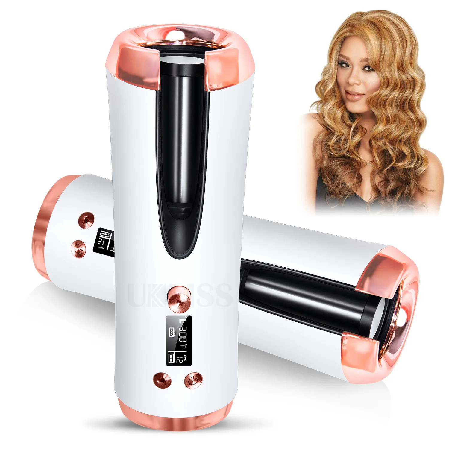 

2021 Mini Rechargeable Temperature Control Automatic Curling Iron With Smart Lcd Display