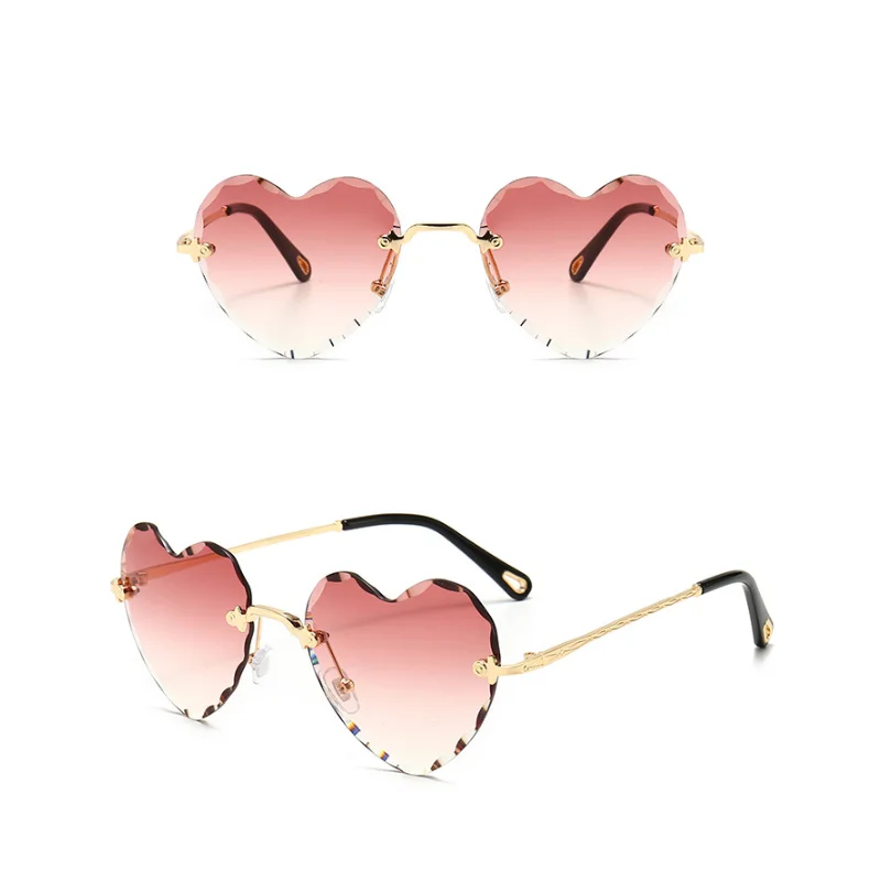 

mommy and me sunglasses 2021 heart shaped sunglasses polygon rimless sunglasses for men women, Multi colors