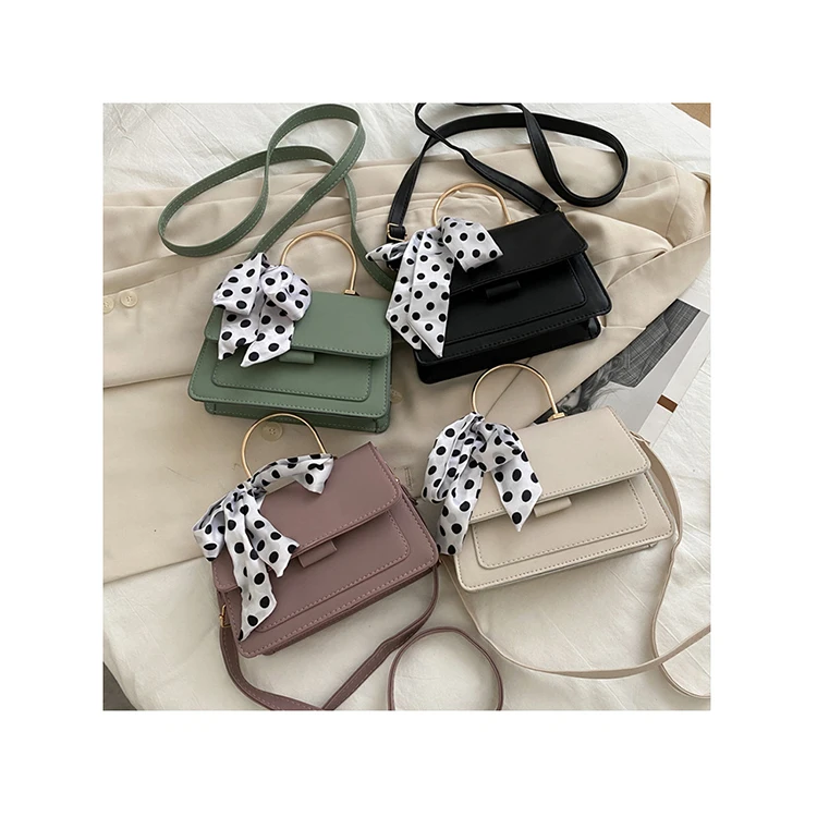 

Fashion Bow Ribbon Crossbody Bags Simple PU Leather Handbags For Women Metal Handle Shoulder Bags New Trendy Lady Hand Bags Sac