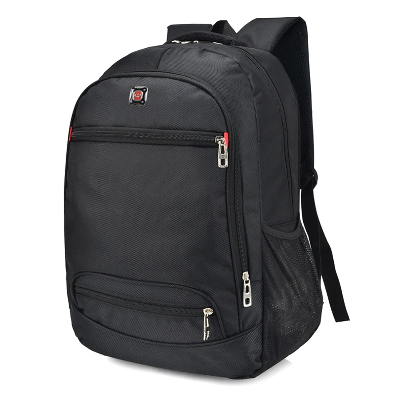 

Oem Men black double shoulder laptop back pack stylish school zipper Polyester backpack, Black;customized