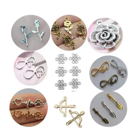 

100pcs/lot Alloy Charms Cute Flower Love Arrow Cupid Pendants DIY Craft Chinese Yiwu Factory Wholesale Supply