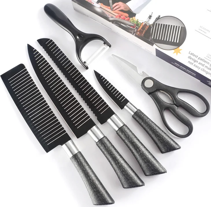 

6 Pieces Matte Black Knife Set Stainless Steel Kitchen Knife Set Sharp Professional Knife Set Scratch Resistant And Rust Proof