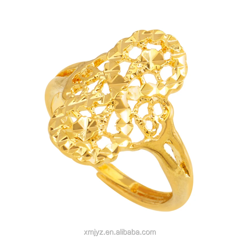 

Hollow Wishful Brass Gold-Plated Ring Niche Design Sense Ring Female Ins Does Not Fade Factory Direct Sales