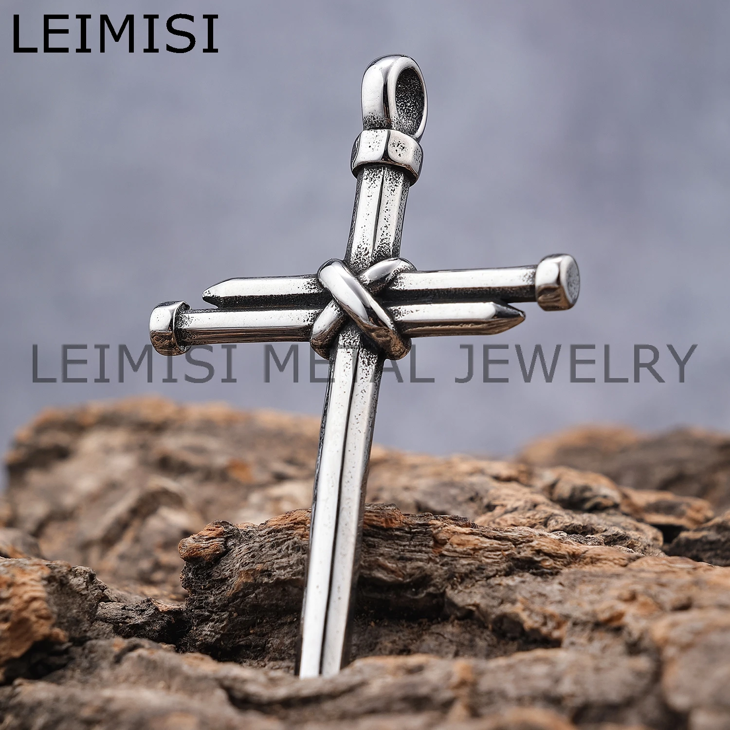 Vintage Stainless Steel Nail Cross Charms Pendants Religious Christian Jewelry Necklace for Men