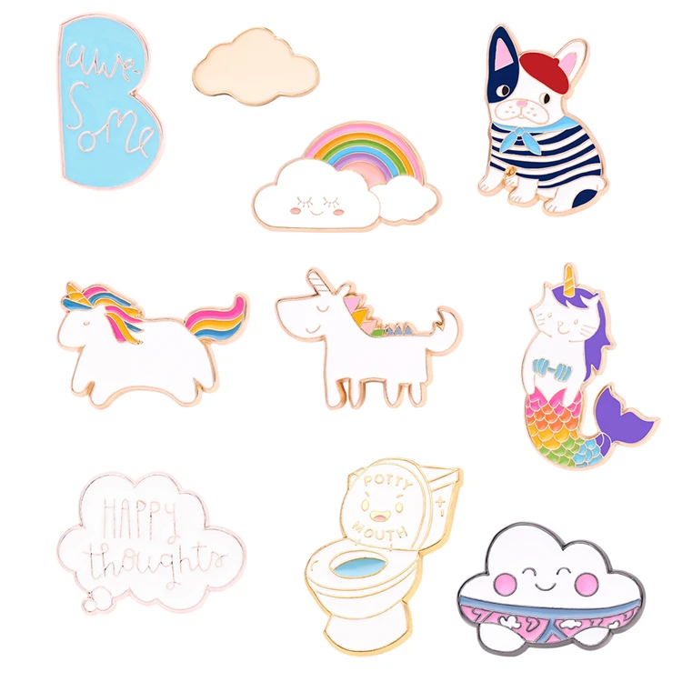 

Colorful Lovely Smiling Face Brooch Cloud Rainbow Animal Monogram Brooch Delicate Collar Pin Jewelry Gift